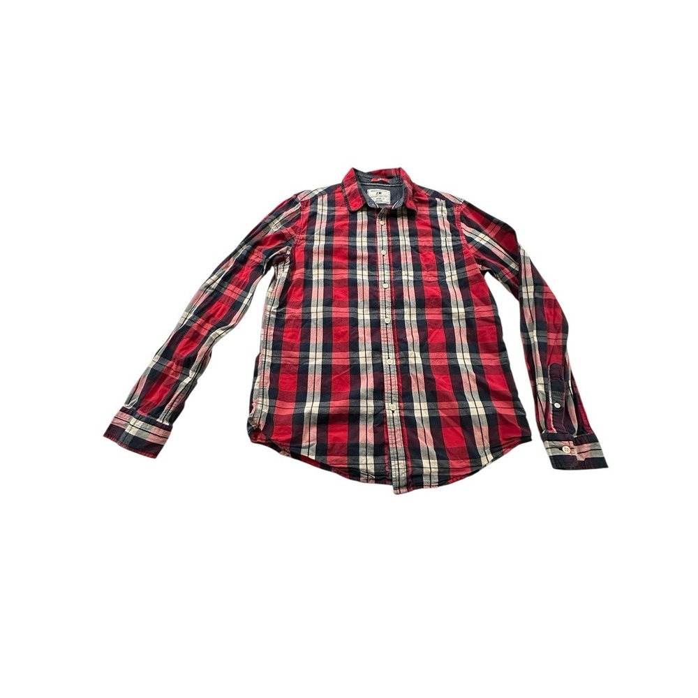Cactus Menswear Men's Medium Long Sleeve Plaid Button Down Shirt Red‎ Collared